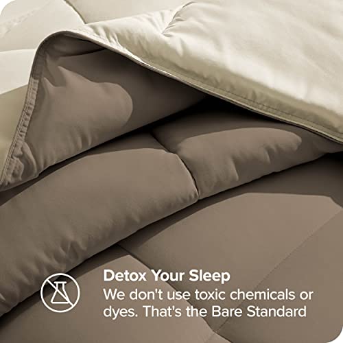 Bare Home Queen Comforter - Reversible Colors - Goose Down Alternative - Ultra-Soft - Premium 1800 Series - All Season Warmth - Bedding Comforter (Queen, Taupe/Sand) #TOP5