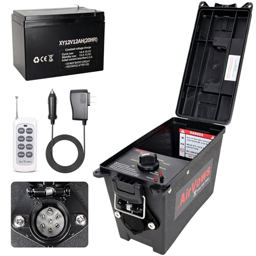 Trailer Light Tester(7-Way Round Pin) with 12V 12Ah Battery,Support Wireless Remote Control,98FT Max Remote Range,IPX8 Waterproof Case,Features Overload Protection,Safe Trailer Testing,2-Year Warranty