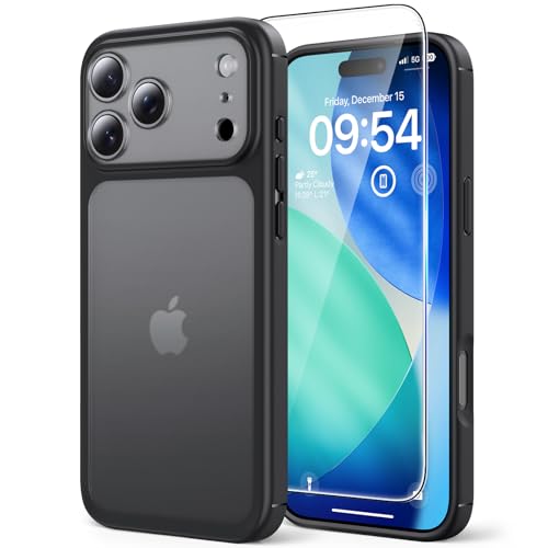 TAURI Coque pour iPhone 17 Pro avec,Noir Mat
