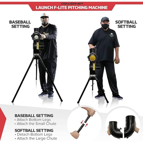 image for PowerNet Launch F-lite Baseball & Softball Pitching Machine, Adjustabl