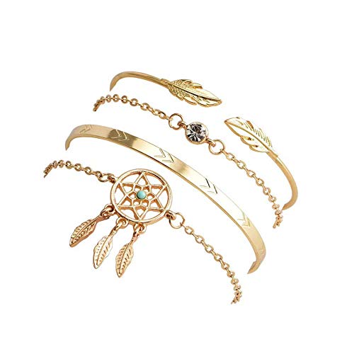 Shining Diva Fashion Set Of 4 Stylish Multilayer Crystal Bangle Gold Plated Charm Bracelet for Women (Golden) (rrsd10711b) (B0847PNN6V) Amazon Price History, Amazon Price Tracker