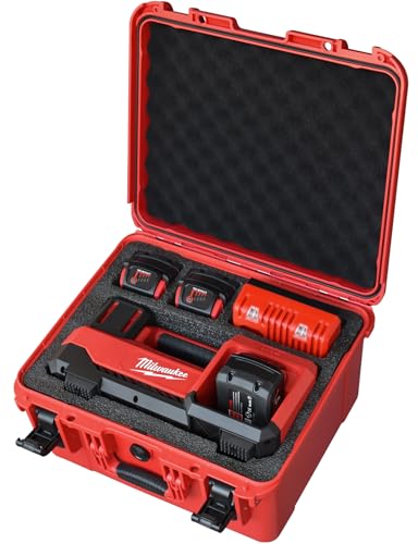 Air Compressor Hard Storage Case for Milwaukee M18 Inflator 2848-20 - Waterproof Dustproof Shockproof Air Pump Storage Carrying Bag for Milwaukee Tools Battery & Charger (Red)
