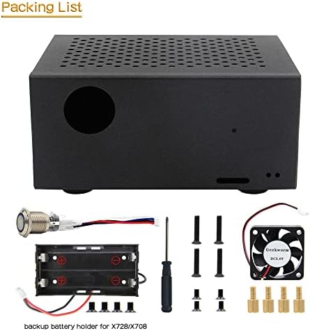Geekworm X728-C1 Metal Case with Cooling Fan & Power Switch for Raspberry Pi 4 & X728 V2.2/V2.1/V2.0 / X708 / X735