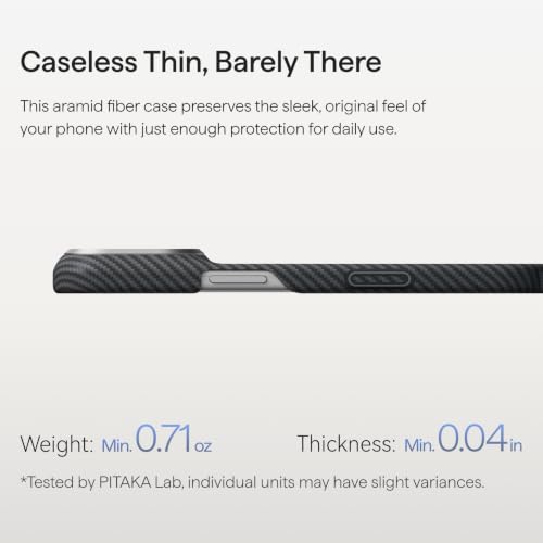 Image of pitaka for iPhone Pro Case 6.3 inch with Caseless Feeling, Black Grey(Twill)