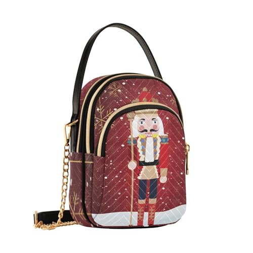 Yasala Christmas Cell Phone Purse Xmas Nutcracker King Crossbody Handbag Durable Shoulder Bag Sturdy Travel Pouch Compact Chic Bag for Women Everyday Use New Year Gift