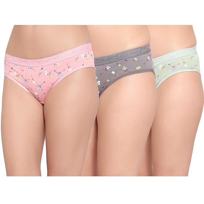 Women Pack of 3 Multicoloured Floral Print fabrict Printed Cotton Low Waist Bikini Panty-image-35