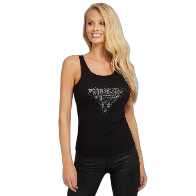 Guess Débardeur noir en jersey à manches courtes pour femmes en coton printemps été XS