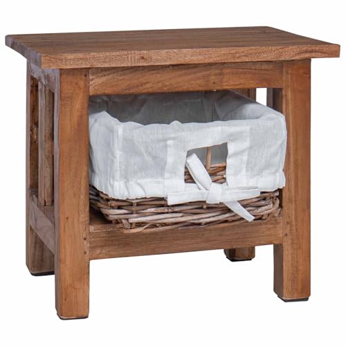 Table de chevet en acajou massif avec étagère de rangement - 5