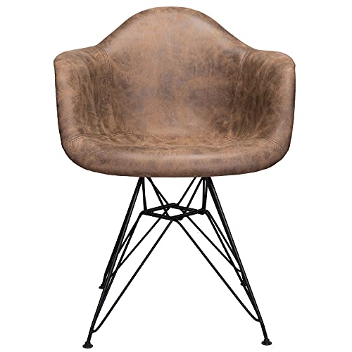 Sillón resistente con tapizado de cuero sintético negro miniatura 1