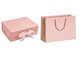 Caja de regalo magnética grande de alta calidad y cinta para regalos, bodas, fiestas, cumpleaños, tamaño 31 x 22 x 10 cm, viene con bolsa de regalo a juego. Los tamaños varían (rosa)
