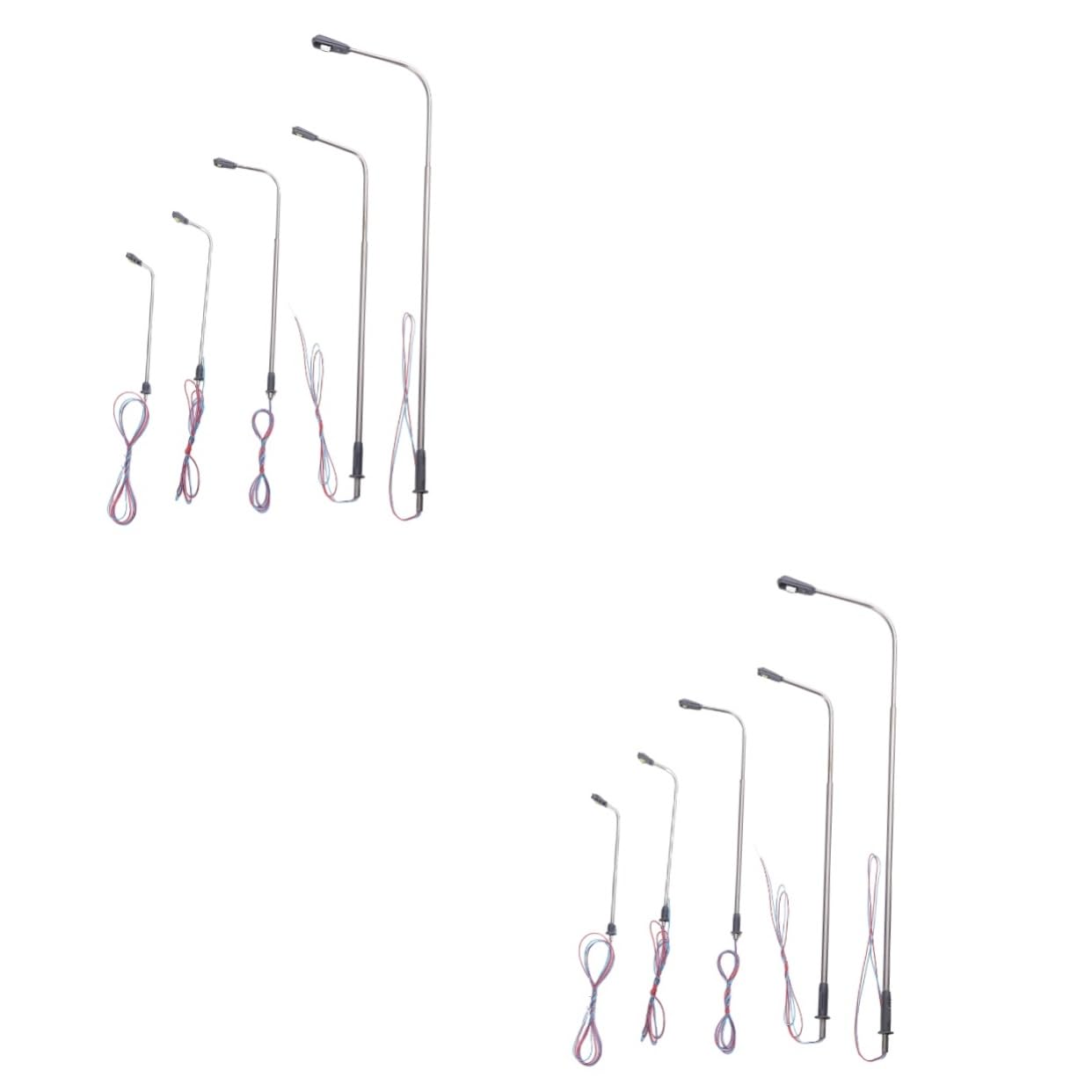BCOATH 2sets 55mm Micro Landscape Model Led Lamps Steel Tube Miniature Street Lights Perfect for Decorative Accessory 5pcs*2