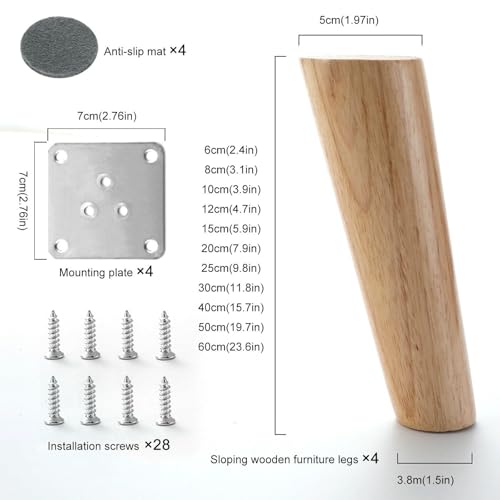 Patas de sofá de madera de 8cm para cambiar las patas rotas de tus muebles 4