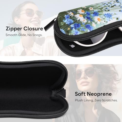 Image of Sunglasses Case with Belt Clip, Ultra Light Neoprene Zipper Soft Padded Glasses Case for Women Men