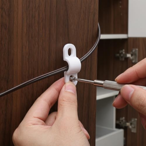 PRETYZOOM 100 piezas Clips Sujetadores de Cable de Plástico Blanco con Diseño de Barra Recta para Fijación Segura y Fácil Instalación, para Proyectos de Organización de Cables Bajo Escritorio miniatura 5