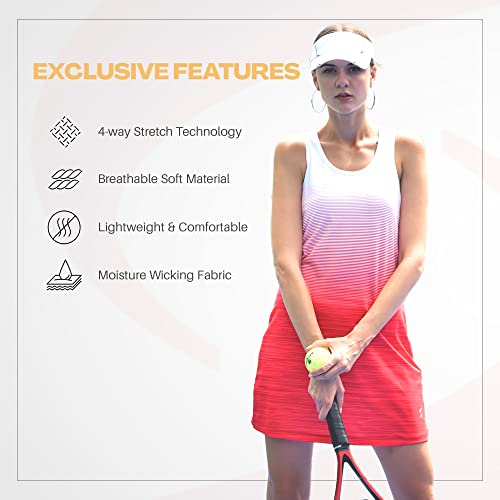 Savalino Athletic Sleeveless Tennis Dress With Racerback For Women, Sports Activewear Apparel With Uv Sun Protection, Medium, Red #TOP3