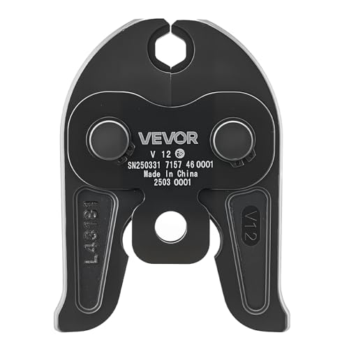 VEVOR Mordaza de Prensado 12 mm para Tubos de Acero Inoxidable Tipo V, de Acero Cementado de Alta Resistencia, Compatibles con Herramientas de Prensado Estándar, 148 x 110 x 39 mm, 1 ud, Negro