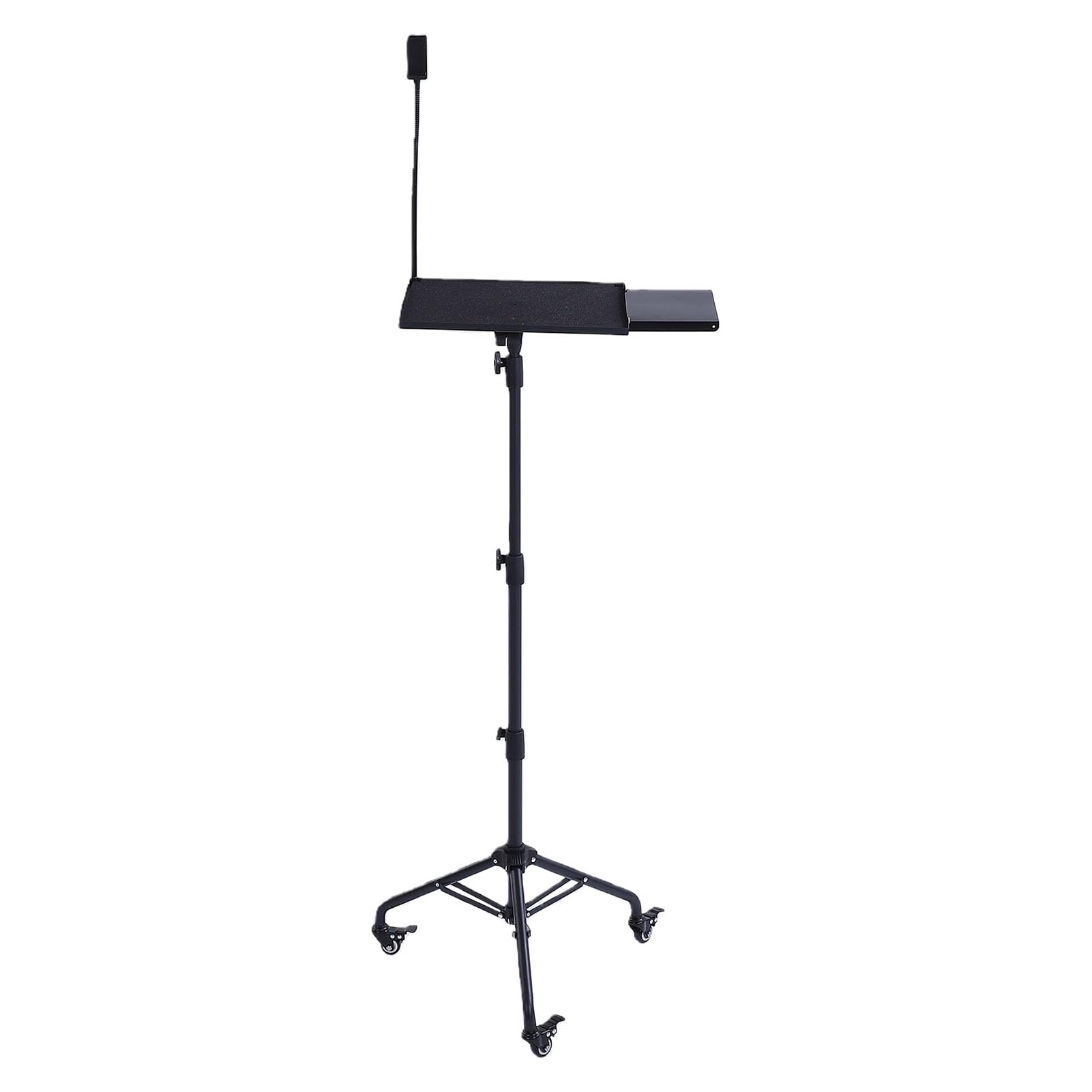 Supporto per Laptop Regolabile in Altezza 28-51,2 Pollici, 3 Ruote Silenziose, Vassoio Staccabile per Mouse, Supporto per Telefono 360° per Ufficio e Casa