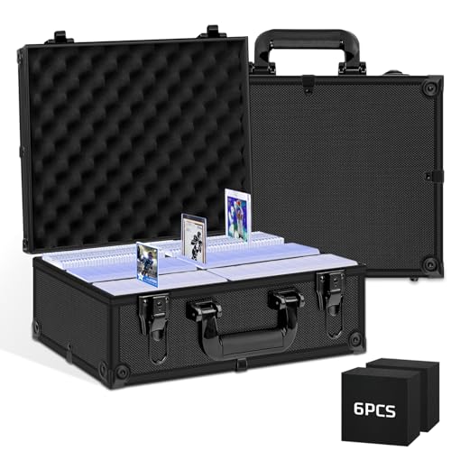 PAPNIX Toploader Storage Box for 3 x 4 35pt Rigid Cards Holds 600+ Toploaders or 135+ Magnetic Holders Sports Card Storage Case Organizer with Lock Trading Card Carrying Case