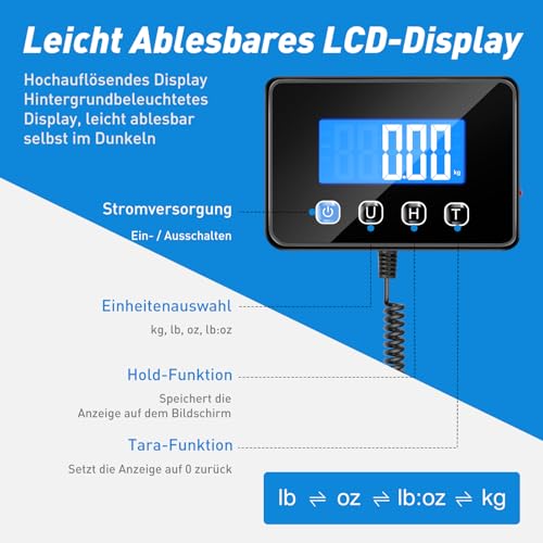 KUAIVO Paketwaage, 200kg/10g Hochpräzision Plattformwaage, Digitalwaage mit Hold/Tara Funktion, Postwaage aus Edelstahl für Pakete, Gepäck, Lagerhaus, Unternehmen und für den Hausgebrauch, Aufladbar