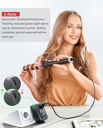 Image of DOACE 220V to 110V Converter 350W Voltage Converter US to Europe for Hair Straightener /Curling Iron Converter for European Travel with 4-Port USB Charging and UK /AU /US /EU Worldwide Plug Adapter