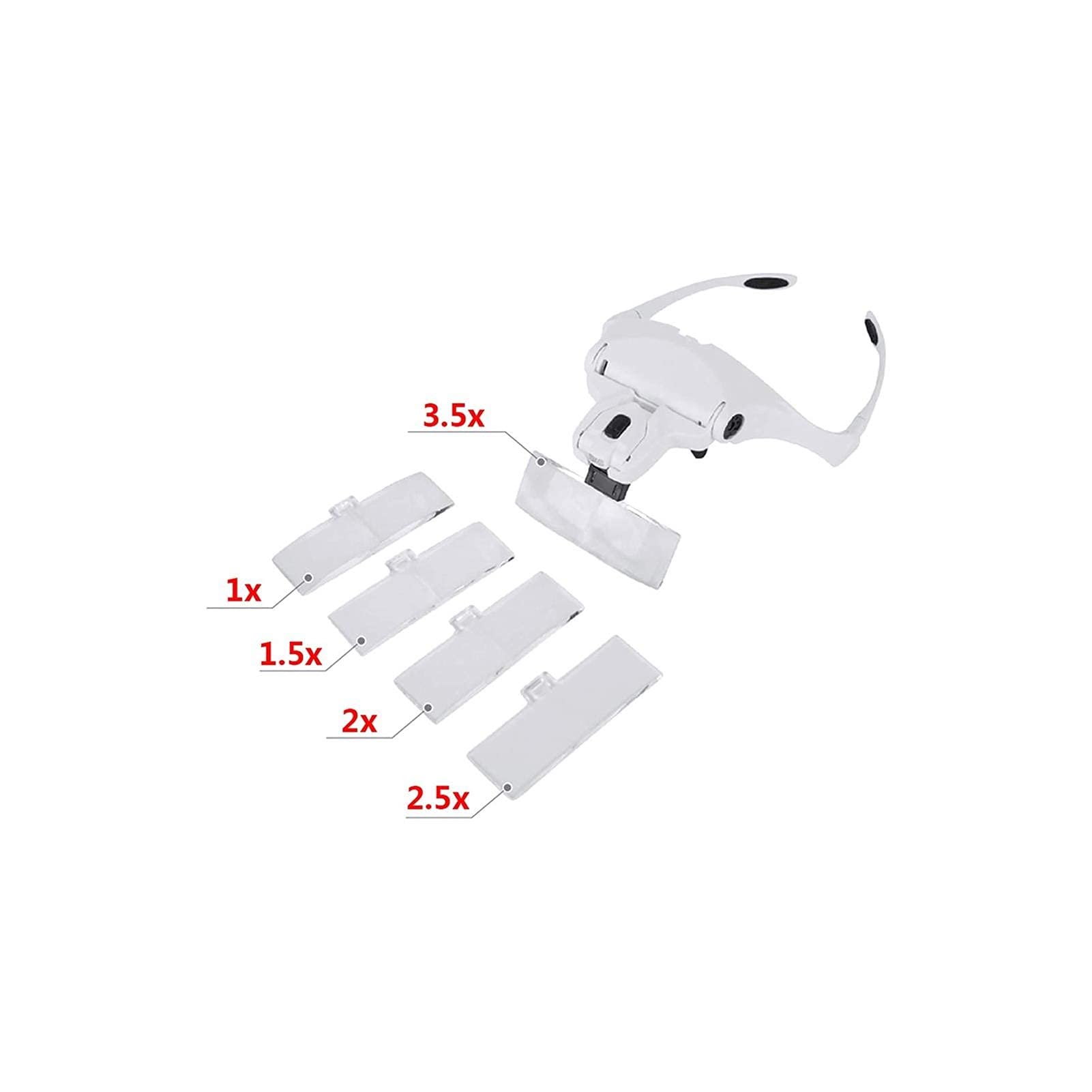 Lente d'ingrandimento con 5 lenti staccabili, con zoom da 1X a 3,5x, lente d'ingrandimento a mani libere per leggere