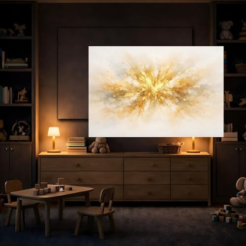 Tableau abstrait explosion dorée acrylique moderne salon 45x30cm - 4