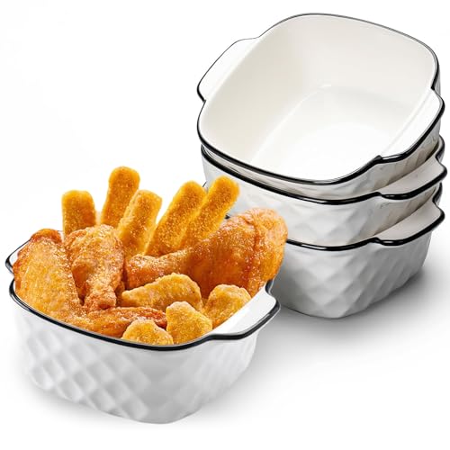 Mini Plats à Gratin Carrés en Céramique, Petits Plats de Cuisson pour Friteuse à Air, Mini Plats à Gratin en céramique avec Poignées, Plat à Gratin...