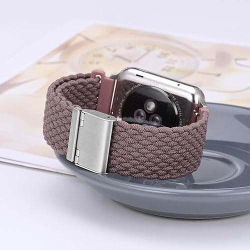 WOCCI 18mm Braided Nylon Watch Band for Men and Women, Quick Release, Silver Stainless Steel Buckle (Woodrose)