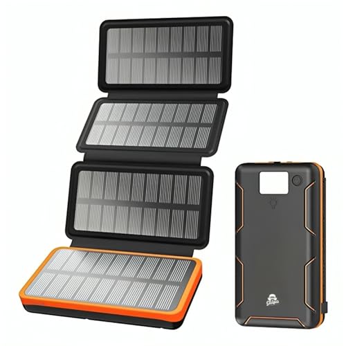 MR. GADGETS Batería Solar Portátil de 20,000mAh, Power Bank Nova Charger Plus 15W, USB-A, USB-C con luz LED, Carga...