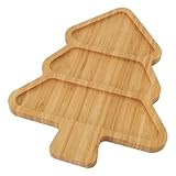 Pequeña Bandeja navideña de bambú en Forma de árbol de Navidad 30x22x1,5cm con 3 Compartimentos – Bandeja de Servir para Aperitivos, Galletas y decoración Festiva