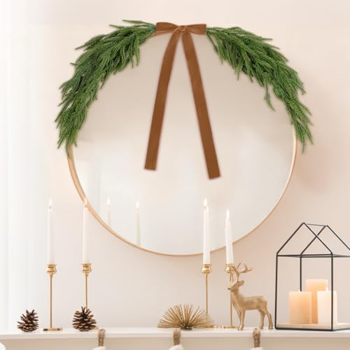 Luinabio 2.6ft Christmas Mirror Garland Artificial Norfolk Pine S...