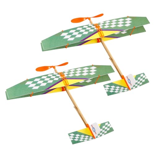 YARNOW 2stücke Holz Gleiter Modell Bastelmaterialien für Kinderspielzeug Gummiband-betriebener Spielzeuggleiter zum Selberbauen Gleiter aus Natürlichen Baumaterialien Zufällige Farbe