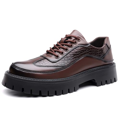 Men's Platform Oxfords Classic Lace-up Business Casual Office Formal Shoes Non-Slip Comfortable Wedding Prom Uniform Loafers Urban Style