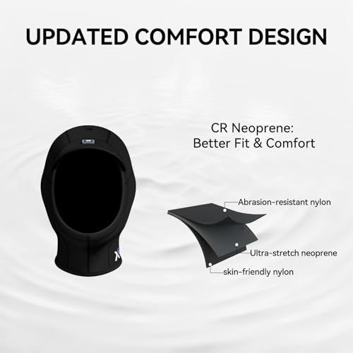 XUKER Neoprene Wetsuit Surf Hood for Men Women 5mm 3mm Wet Suit Hood with Fleece Lining for Ears Part Keep Warm in Cold Water