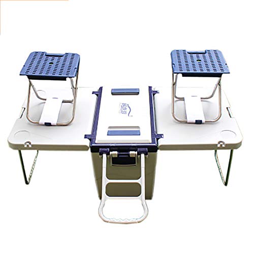 AIDONG 25L Mesa Creativa Combinar Silla convertir en una Mesa Dos sillas Carro portatil cubeta de Hielo Pesca de Picnic Caja de enfriamiento 27Quart
