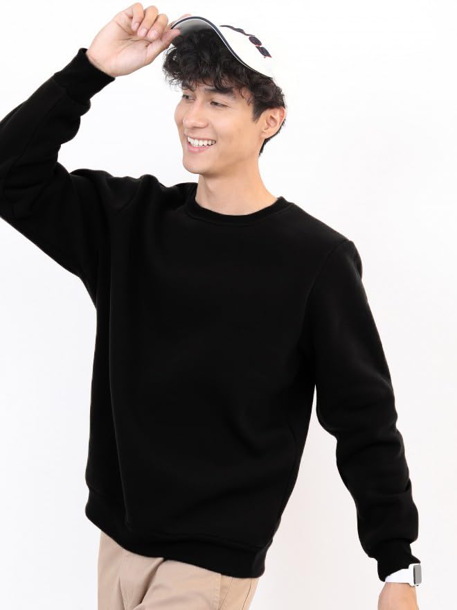 Image of Men's Pure Cotton Winterwear Full Sleeve Crew Neck Sweatshirt