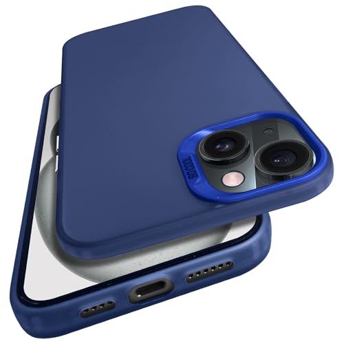 Image of Vaku Luxos Matte Dazzle Back Cover for iPhone 15 Plus Shock Proof Airbag Protection TPU Case Scratch Resistant Slim Thin Military-Grade Protection - Blue