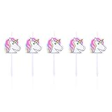 Lovelyshop Unicorn Birthday Candles Cake Topper, Assorted Candles for Party2 3/4", 5pc