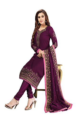 Image of TRENDMALLS Women's Georgette Embroidery Salwar Suit Set Kurta Pant with Dupatta