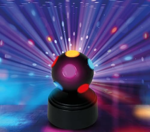 FIESTAS GUIRCA | Bola de Discoteca LED Negra (9x9x12 cm) - Decoración Party para Fiestas y Celebraciones - Ideal para Eventos de Baile, Cumpleaños y Año Nuevo - Efecto Luminoso con Pilas - Negro