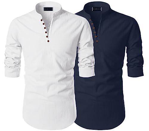 Image of Men's Trendy Short Kurta Shirt | Mandarin Collar Full Sleeve Cotton Ethnic Wear | Regular Fit Traditional Indian Apparel | Casual Festive Party Function Clothing