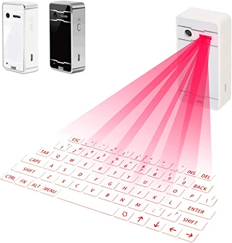 Zeerkeer Teclado láser Bluetooth inalámbrico con proyección virtual, teclado portátil para iOS, Android, Smart Phone Pad Tablet PC Notebook (blanco)