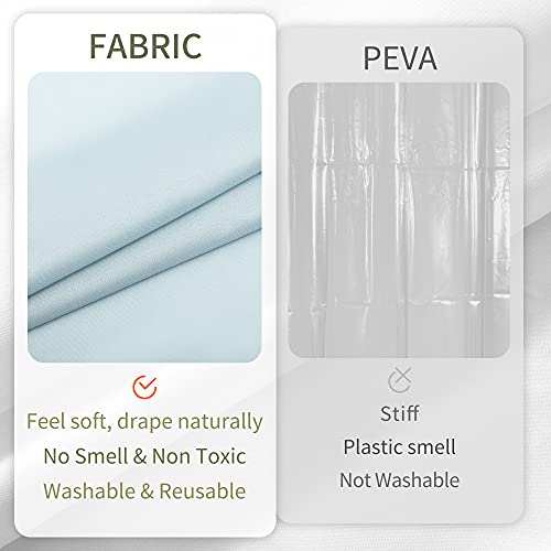 Image of ALYVIA SPRING Waterproof Fabric Shower Curtain Liner, Washable Cloth Shower Curtain for Bathroom - Standard Size 72x72, Blue