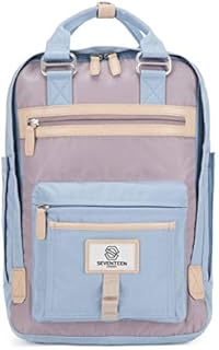 SEVENTEEN LONDON  Modern Urban Unisex Light Blue & Lilac 'Wimbledon' Backpack in a Classic Slim Simple Design  Fits Laptop up to 13