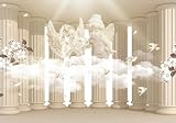Pilar de autoadhesivo 3D moderno Ángel moderno Sepia figura antigua nube flor regalo creativo pegatina Pared Pintado Papel tapiz 3D Decoración dormitorio Fotomural sala mural-350cm×256cm