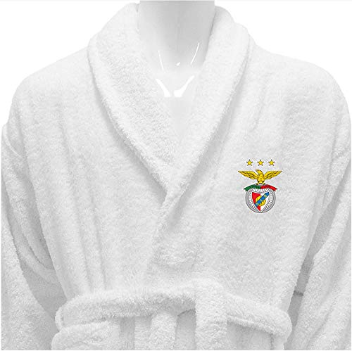 Albornoz Benfica bordado en algodón blanco talla XL con logotipo oficial de BGEUROPE