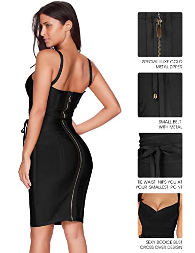 Image of meilun Womens Rayon Belt Detail Bandage Bodycon Party Dress