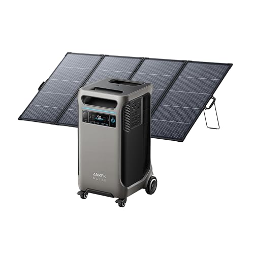 Image of Anker SOLIX F3800 Portable Power Station with 400W Bifacial Solar Panel, 3,840Wh LiFePO4 Battery, 6,000W AC Output (120V / 240V), Solar Generator for Home Use, RV, Emergency Backup, Power Outages