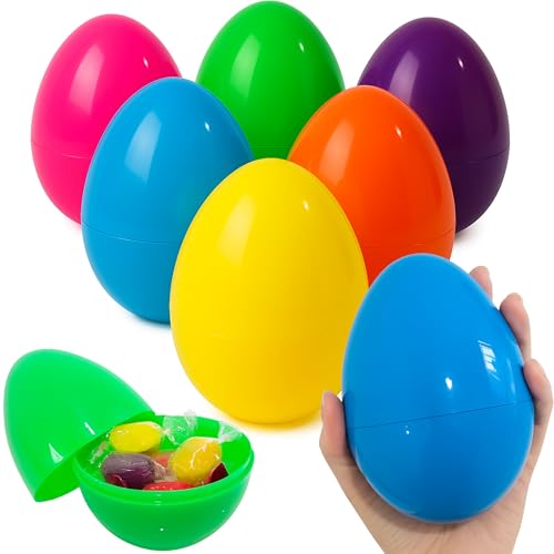 Celmuron 6 Pack Large Easter Eggs – 4.72'' Fillable Plastic Surprise Eggs for Easter Egg Hunt, Basket Stuffers, Party Favors, Classroom Prizes, Colorful Assorted Easter Decorations