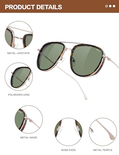 Image of BIRCEN Polarized Aviator Sunglasses Womens: Acetate Glasses UV Protection | Classic Square Style fit Most Face Shape - Pressure-free Frame & Full Anti-Glare Lens Ideal for Classy Laides Travel Vacation